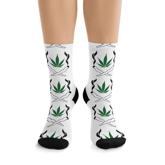 Eco-Friendly Cannabis Socks, Green Leaf Pattern, Trendy Gift for Stoners, Fun Socks for Everyday Wear, Unique Accessories