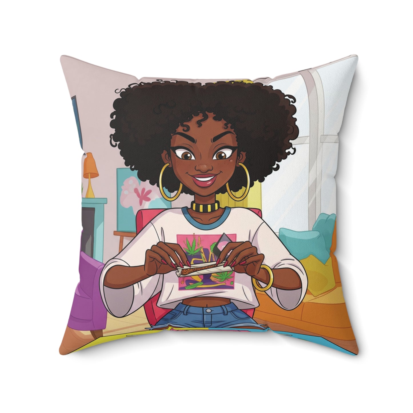 Vibrant Decorative Pillow with Joyful Chef Illustration, Cozy Home Decor, Gift for Food Lovers, Kitchen Accessories, Celebration Decor