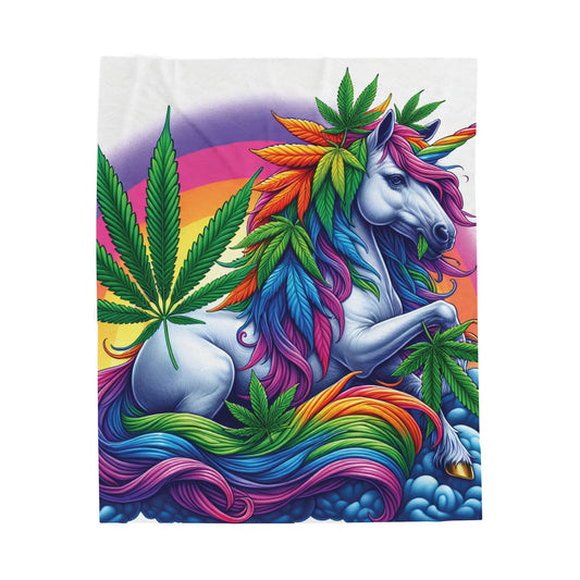 Colorful Unicorn Velveteen Plush Blanket, Cozy Throw Blanket, Perfect for Home Decor, Gift for Unicorn Lovers, Themed Room Decoration