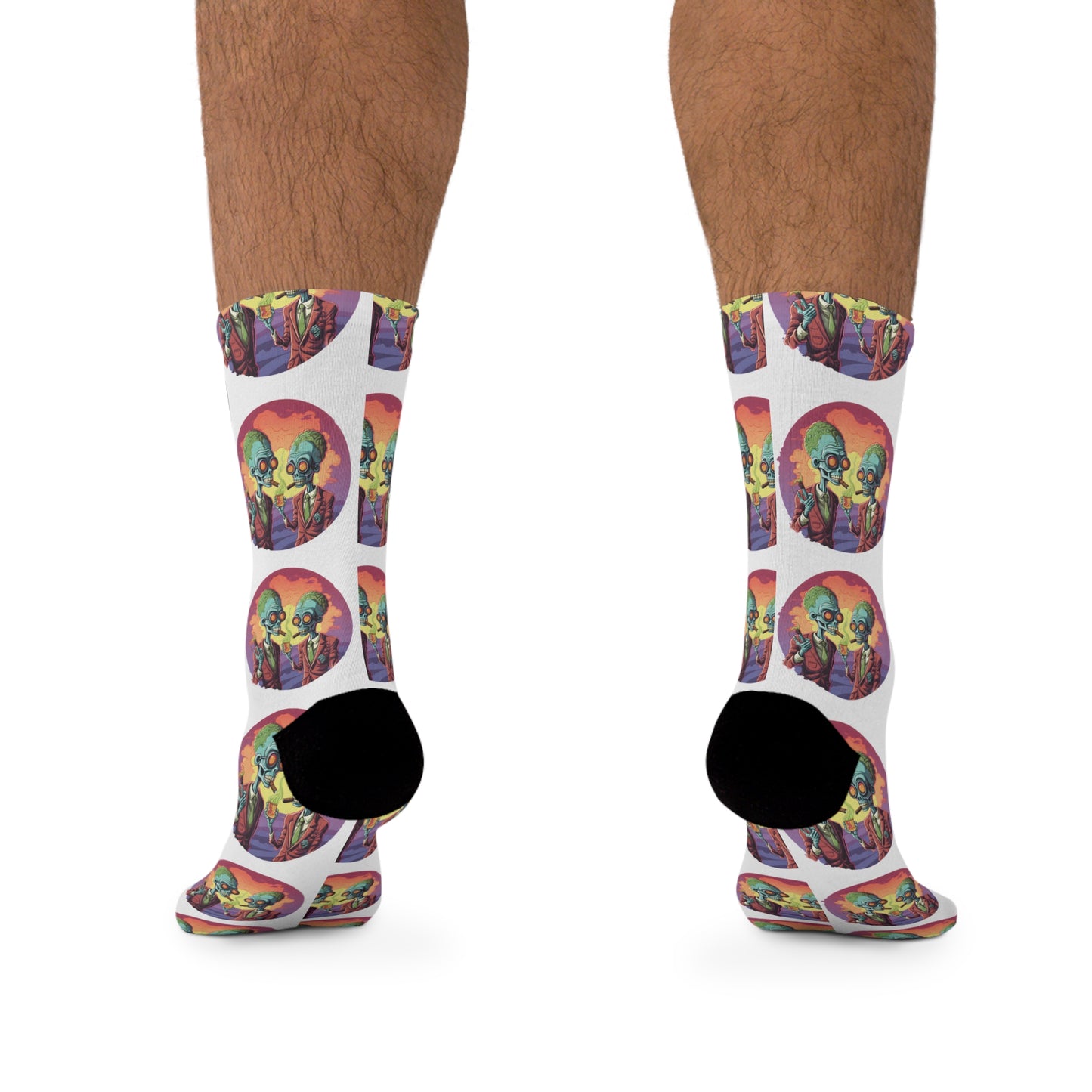 Colorful Alien Art Socks, Unique Eco-Friendly Crew Socks, Fun Gift for Sci-Fi Lovers, Casual Everyday Wear, Recycled Poly Socks
