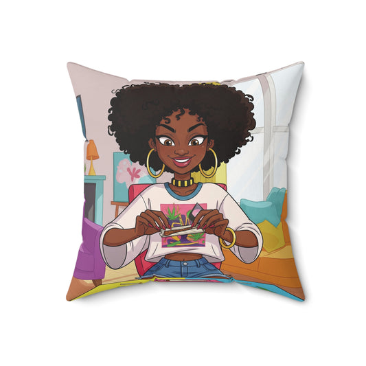 Vibrant Decorative Pillow with Joyful Chef Illustration, Cozy Home Decor, Gift for Food Lovers, Kitchen Accessories, Celebration Decor