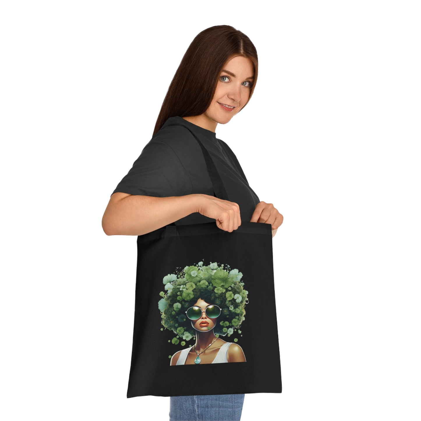 Stylish Eco-Friendly Cotton Tote with Afro Art, Chic Tote Bag, Reusable Shopping Bag, Bohemian Style, Perfect Gift for Nature Lovers