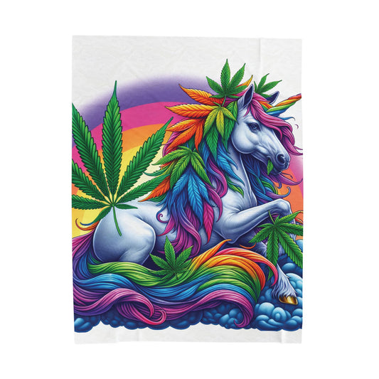 Colorful Unicorn Velveteen Plush Blanket, Cozy Throw Blanket, Perfect for Home Decor, Gift for Unicorn Lovers, Themed Room Decoration