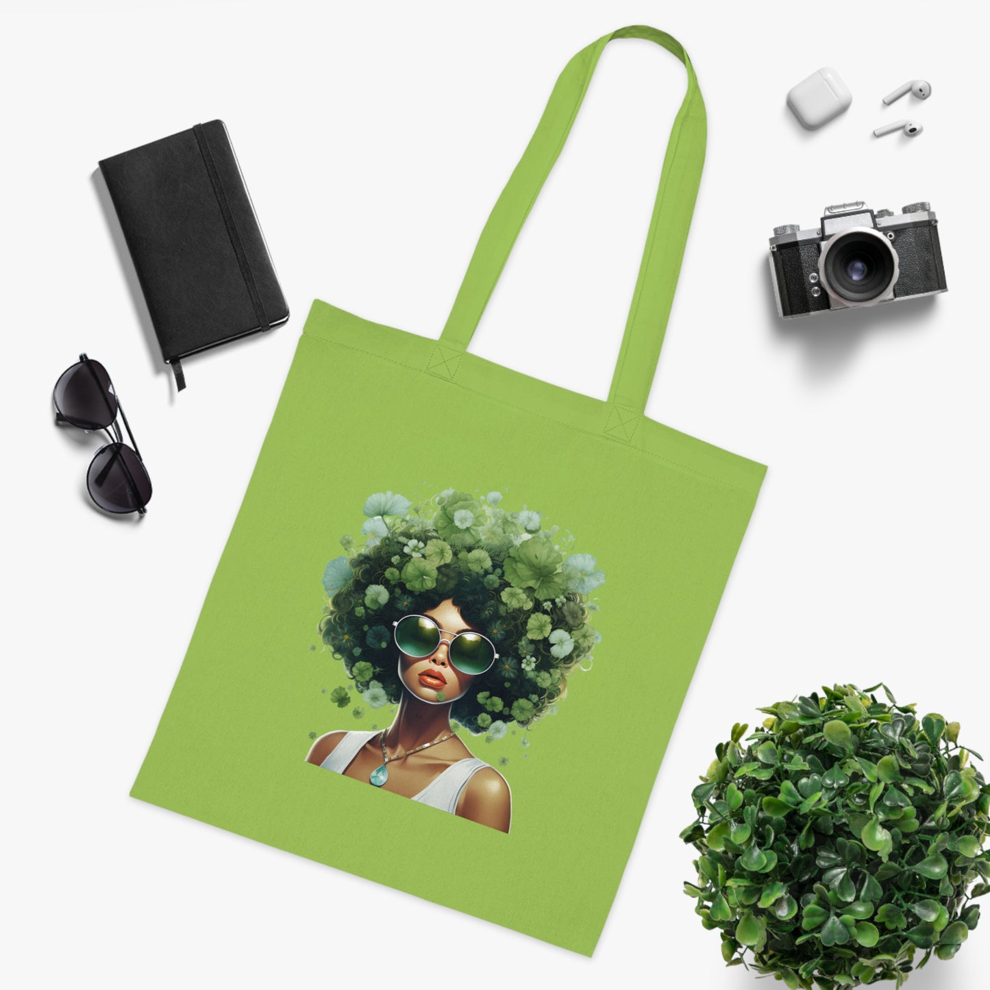 Stylish Eco-Friendly Cotton Tote with Afro Art, Chic Tote Bag, Reusable Shopping Bag, Bohemian Style, Perfect Gift for Nature Lovers