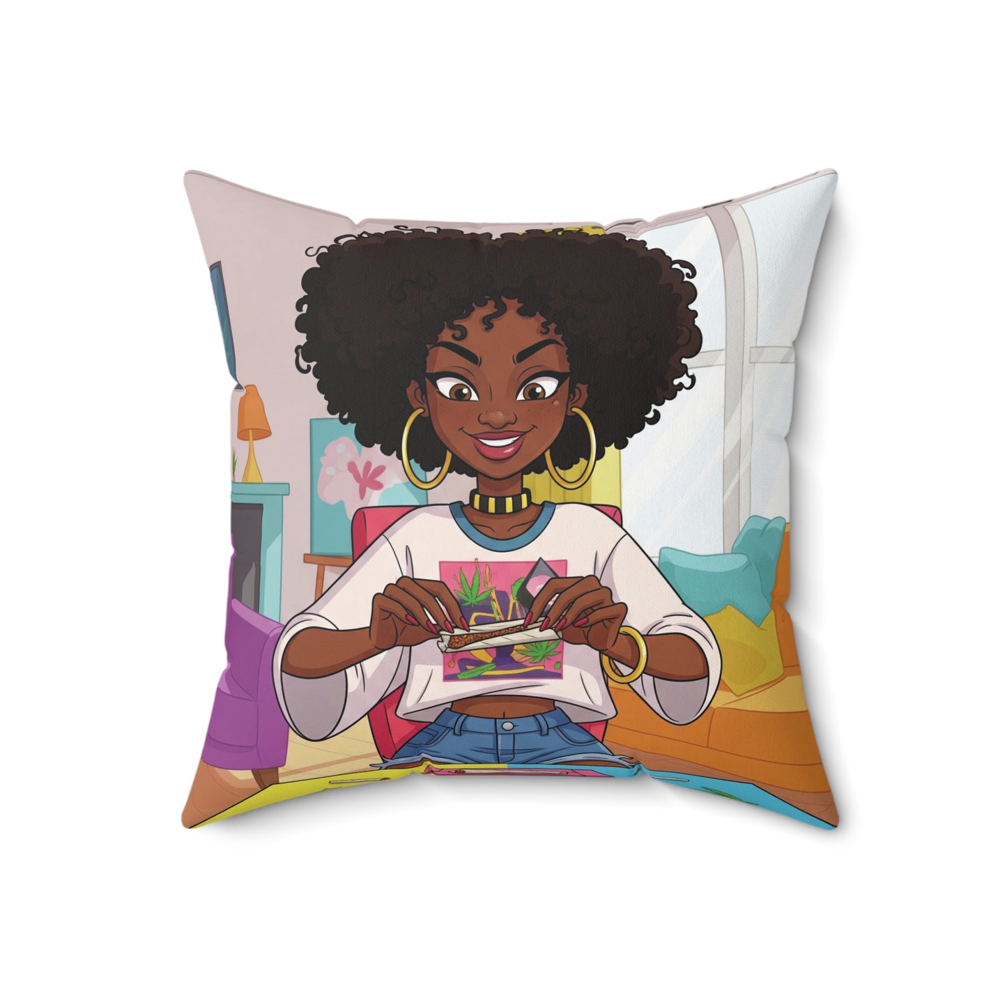 Vibrant Decorative Pillow with Joyful Chef Illustration, Cozy Home Decor, Gift for Food Lovers, Kitchen Accessories, Celebration Decor