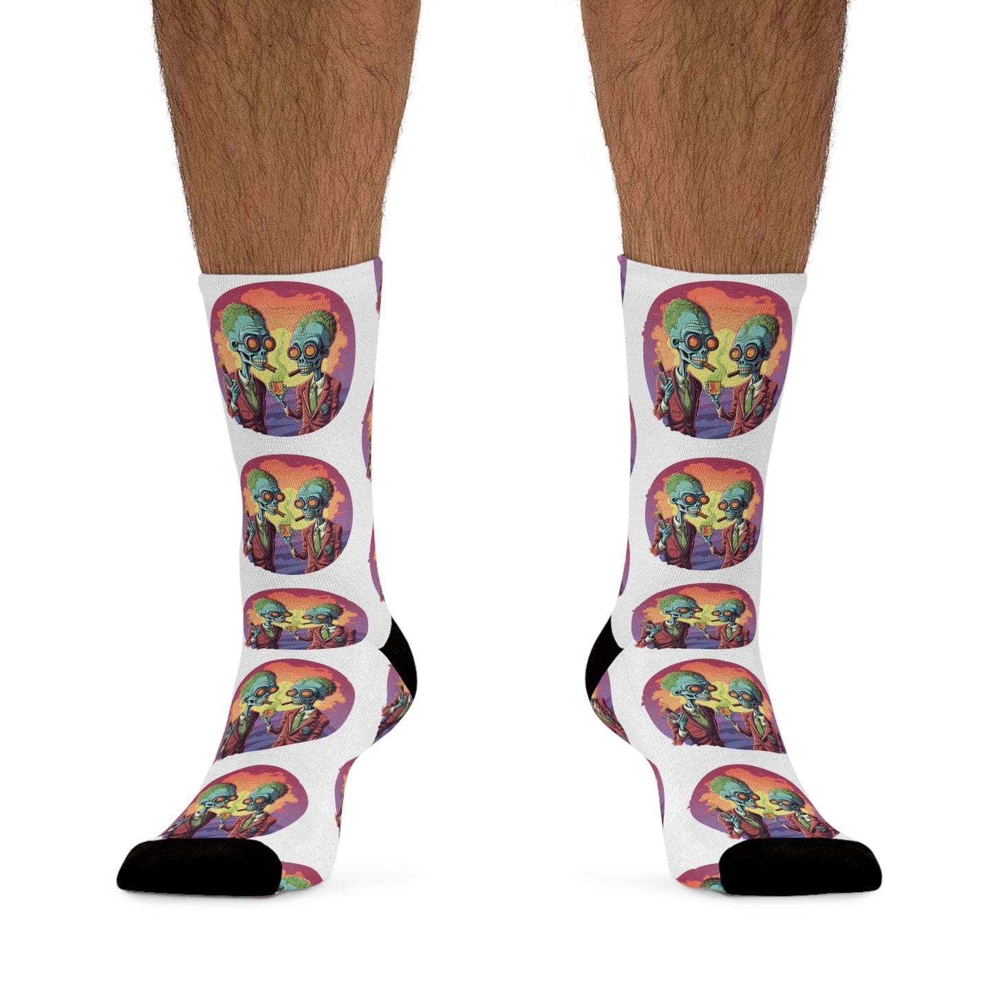Colorful Alien Art Socks, Unique Eco-Friendly Crew Socks, Fun Gift for Sci-Fi Lovers, Casual Everyday Wear, Recycled Poly Socks