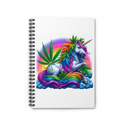 Colorful Unicorn Spiral Notebook - Ruled Lines, Cannabis Art Journal, Sketchbook, Gift for Artists, Unique Stationery, Dreamy Motivation