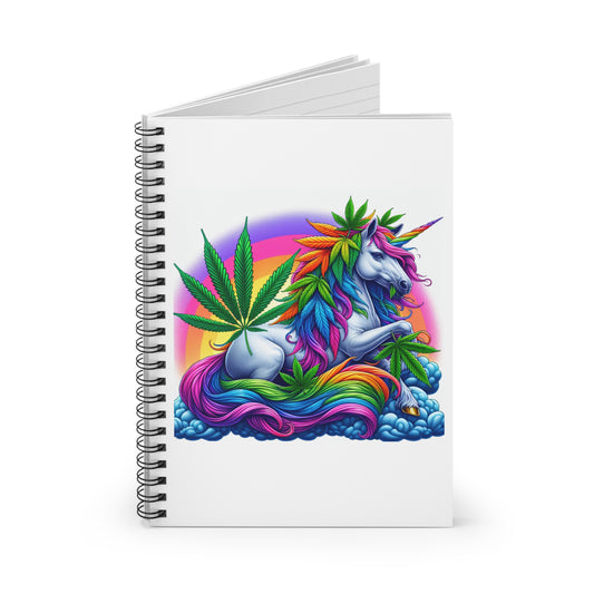 Colorful Unicorn Spiral Notebook - Ruled Lines, Cannabis Art Journal, Sketchbook, Gift for Artists, Unique Stationery, Dreamy Motivation