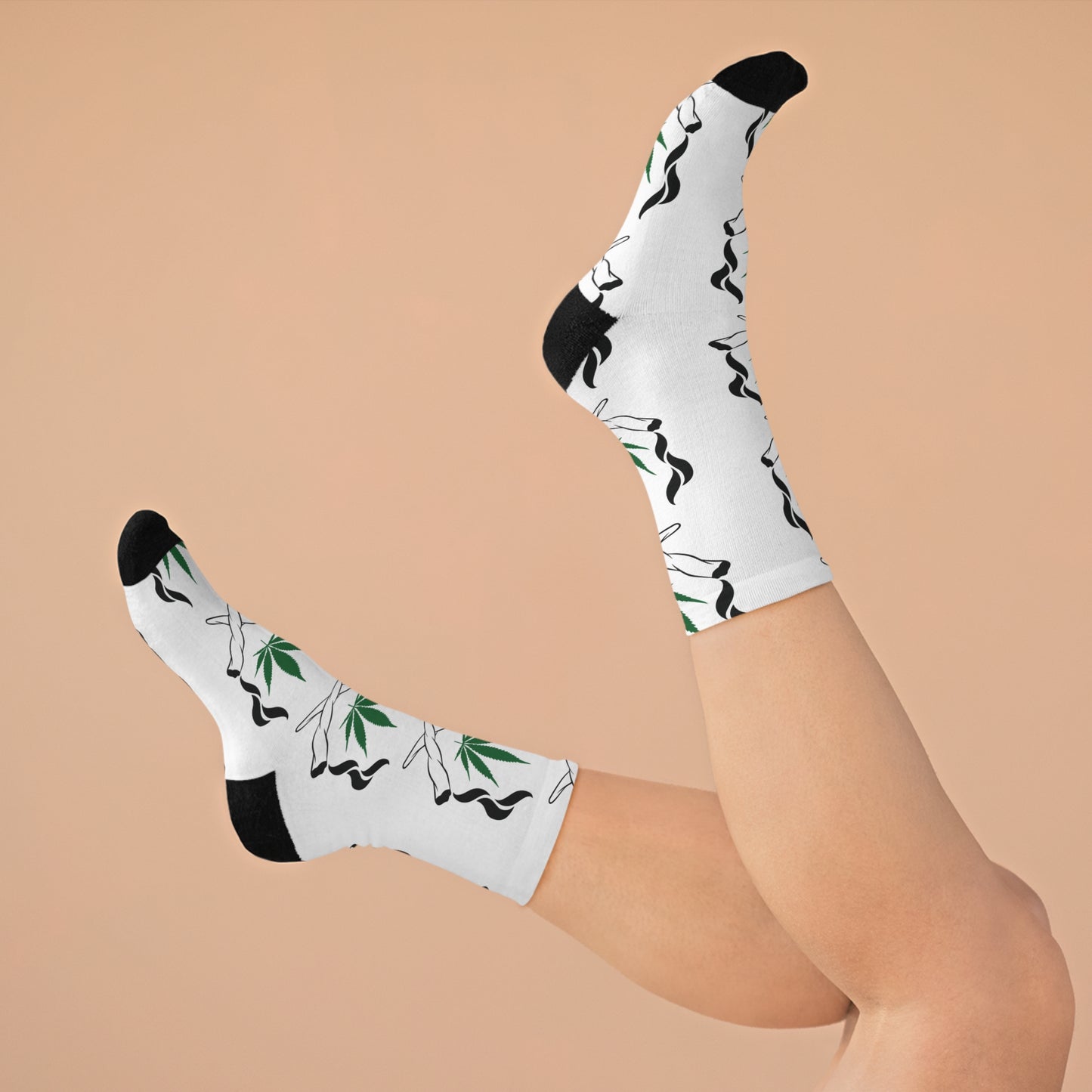 Eco-Friendly Cannabis Socks, Green Leaf Pattern, Trendy Gift for Stoners, Fun Socks for Everyday Wear, Unique Accessories
