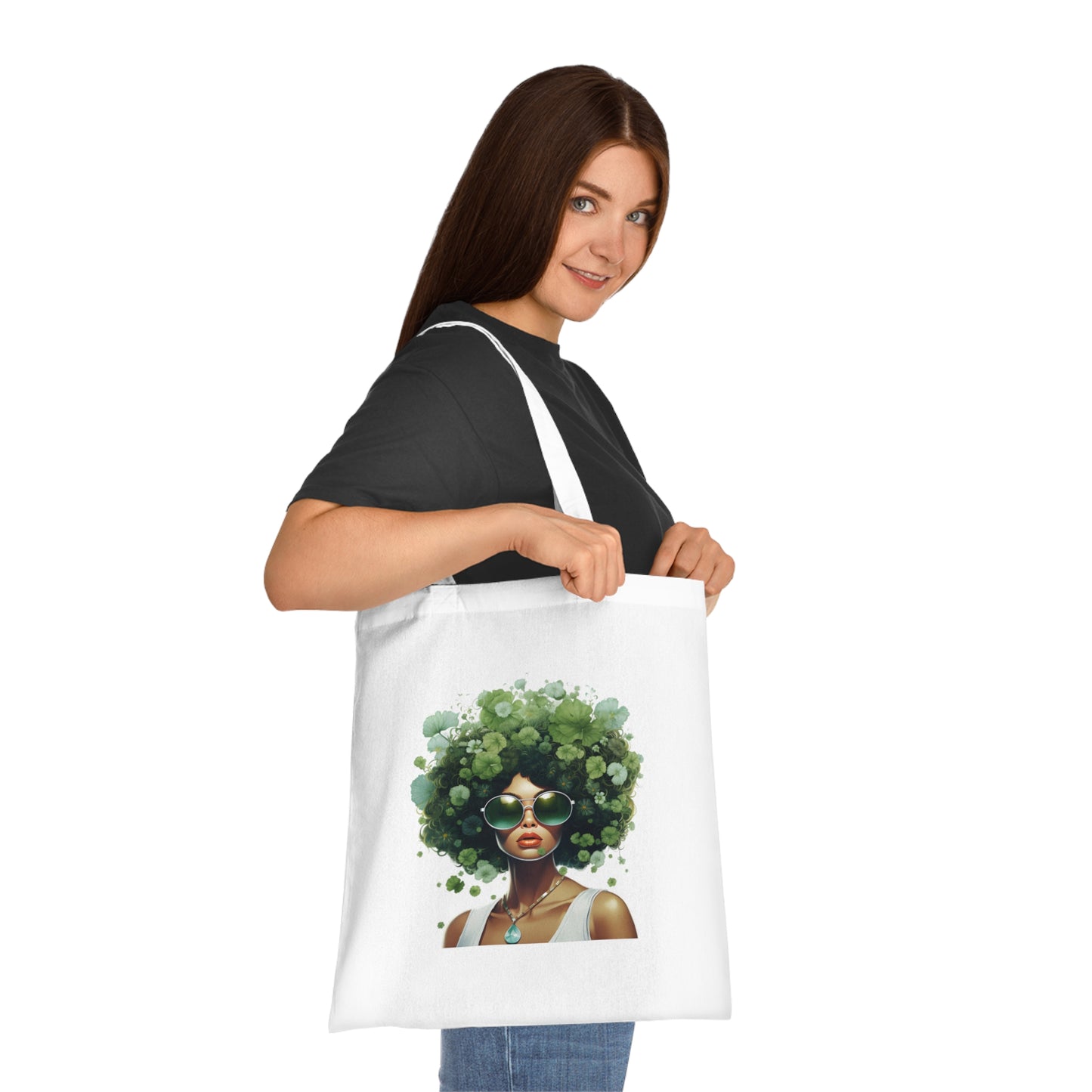 Stylish Eco-Friendly Cotton Tote with Afro Art, Chic Tote Bag, Reusable Shopping Bag, Bohemian Style, Perfect Gift for Nature Lovers