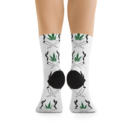 Eco-Friendly Cannabis Socks, Green Leaf Pattern, Trendy Gift for Stoners, Fun Socks for Everyday Wear, Unique Accessories