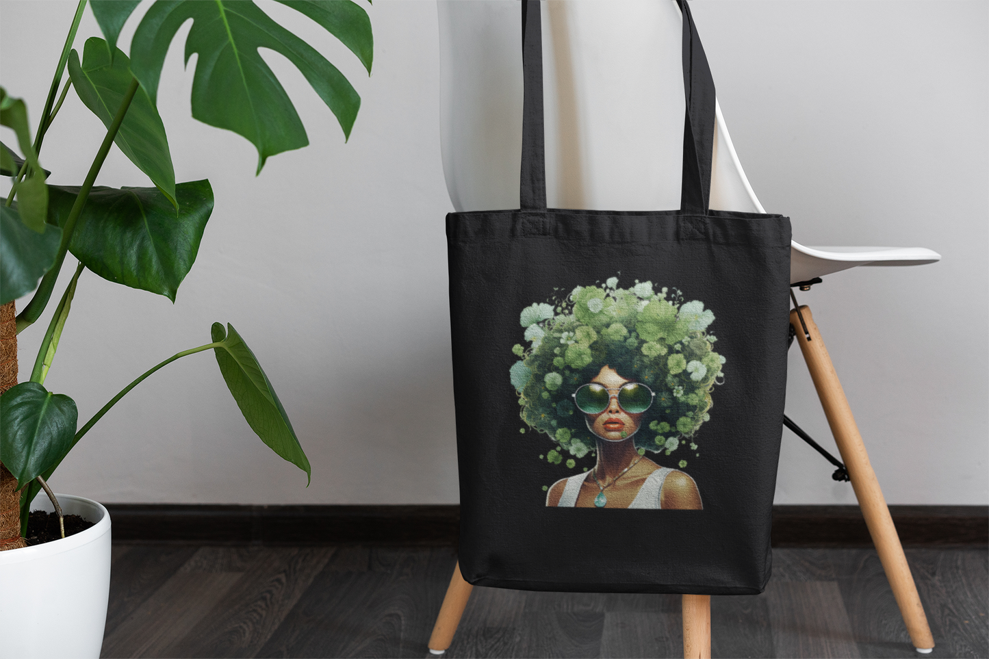 Stylish Eco-Friendly Cotton Tote with Afro Art, Chic Tote Bag, Reusable Shopping Bag, Bohemian Style, Perfect Gift for Nature Lovers